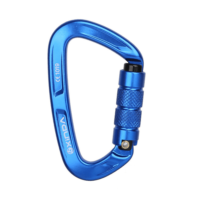 XINDA 25KN D Shape Carabiner Outdoor Climbing Hanging Buckle Keychain Screw Lock