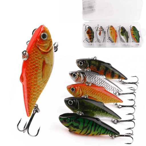 5 Pcs Fishing Lures 6.5Cm 100G Artificial Hard Bait 3D Eyes Fishing Tackle with Storage Box