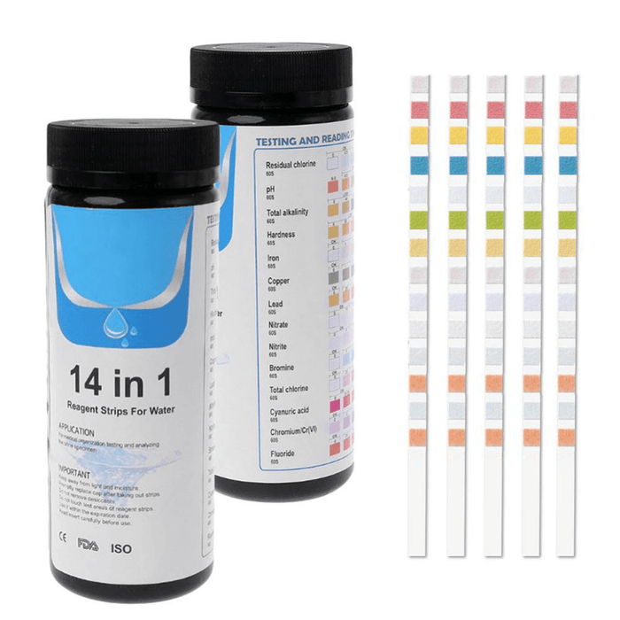 50PCS Upgrade 14-In-1 Drinking Water Test Strip Tap Water Quality Test Strip for Testing Hardness PH Bromine Nitrate Water Quality Tester