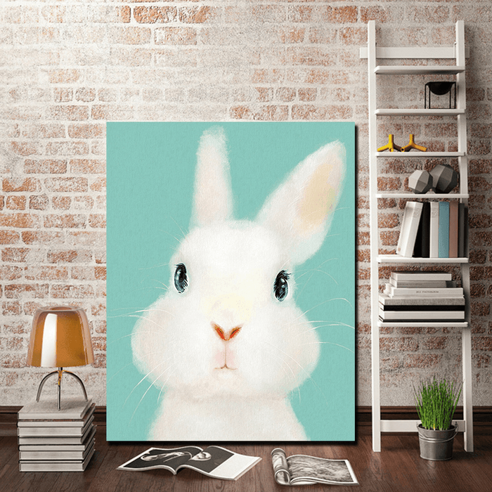 Miico Hand Painted Oil Paintings Cartoon Rabbit Paintings Wall Art for Home Decoration