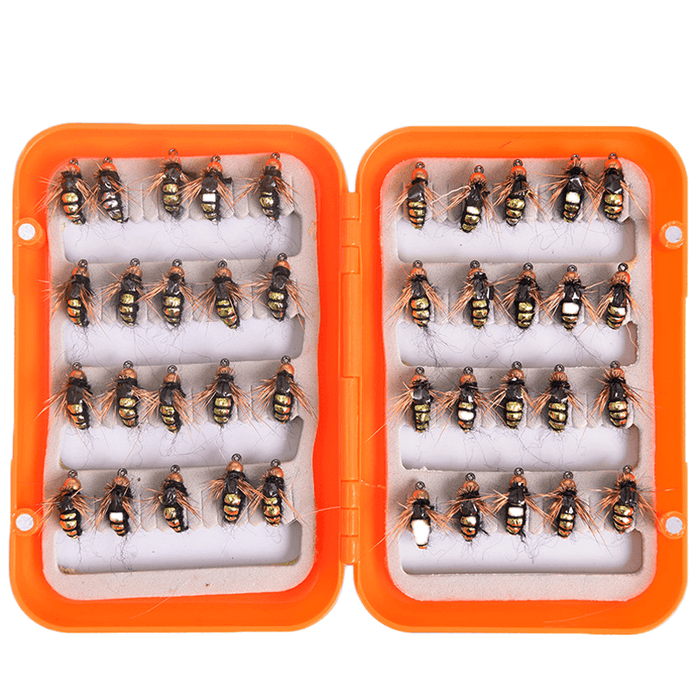 LEO 40Pcs/Lot Fly Fishing Lure Set Artificial Bait for Pesca Fish Fishing Hooks Tackle with Box