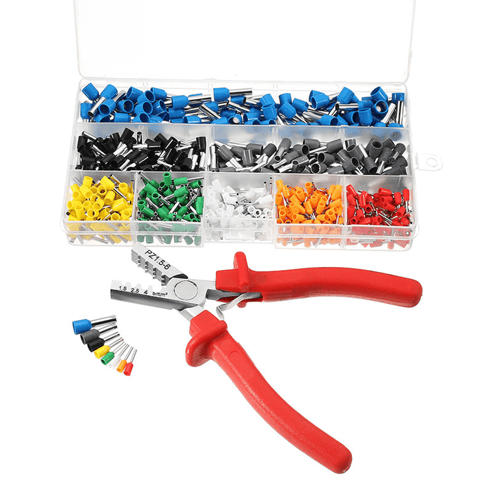 Excellway® EC02 800Pcs Insulated Wire Connector Terminal Cord Pin End Terminal with Crimper Plier