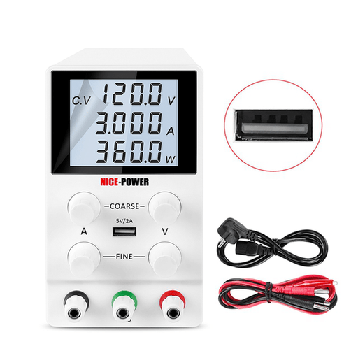 NICE-POWER 0-120V 0-3A Adjustable Lab Switching Power Supply DC Laboratory Voltage Regulated Bench Digital Display DC12V Power Supply Maintain