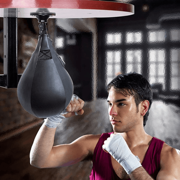 Boxing Pear Shape Speed Training Ball Swivel Punch Punching Exercise Fitness Bag + Suspension Rotator Set