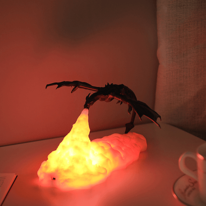3D Print LED Fire Dragon Ice Dragon Lamps Night Light Rechargeable Soft Light for Bedroom Living Room Home Decor