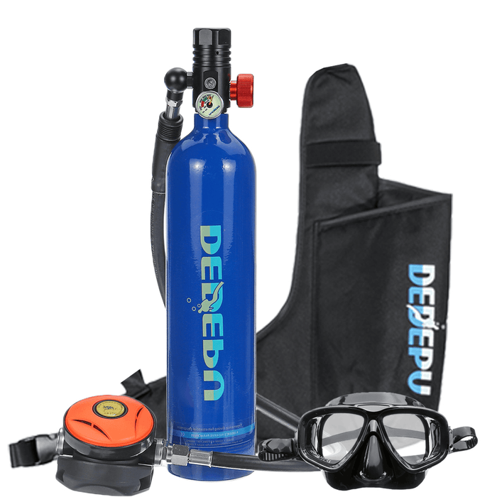 DEDEPU Scuba Diving Set 1L Diving Tank with Snorkelling Glasses+Storage Bag Underwater Mini Scuba Tank Accessories