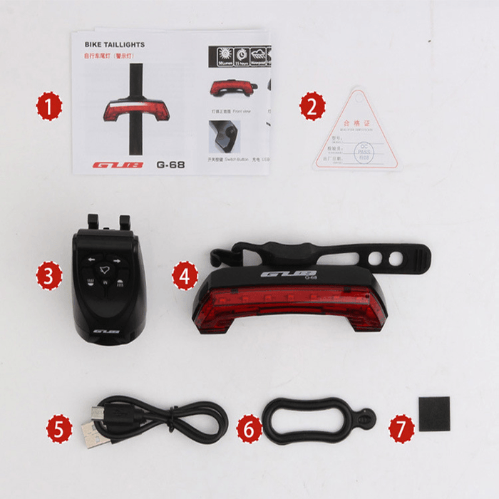 GUB G-68 5Modes USB Rechargeable Bike Remote Control Tail Light+ High Decibel Horn Outdoor IPX4 Waterproof Riding Bike Bicycle Lights