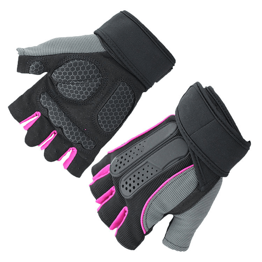 KALOAD 1 Pair Anti-Slip Half Fingers Gloves Outdoor Riding Fitness Sports Exercise Training Gym Gloves