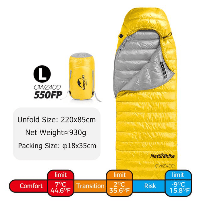 Naturehike 550FP Sleeping Bag Winter Folding Portable Lightweight Goose down Sleeping Mat Quilts Camping Travel