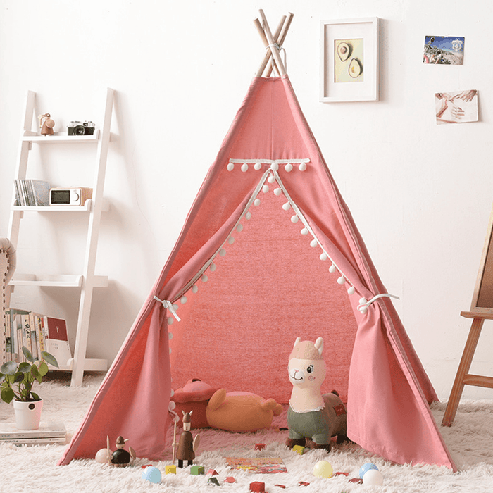 Kids Game Tent Triangle Play House Children Canvas Castle Tent Indoor Garden Gift