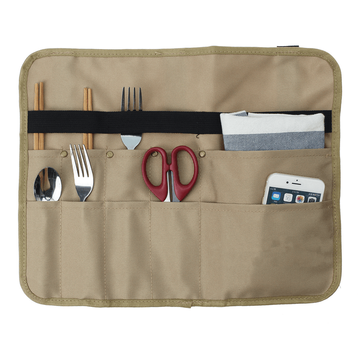 900D Oxford Cloth Tableware Storage Bag Camping Picnic BBQ Triangle/Rectangle Dinnerware Hanging Holder Bag Outdoor Organizer