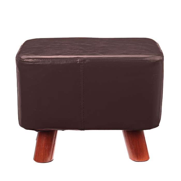 PU Soft Foot Stool Soft Change Shoes Bench Small Ottoman Footrest Footstool Wooden Legs Rectangular Seat Stool Home Supplies