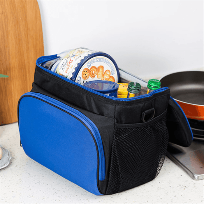 Large Capacity Insulated Portable Lunch Bag with Mesh Pocket Thermal Picnic Food Bag Waterproof Lunch Box