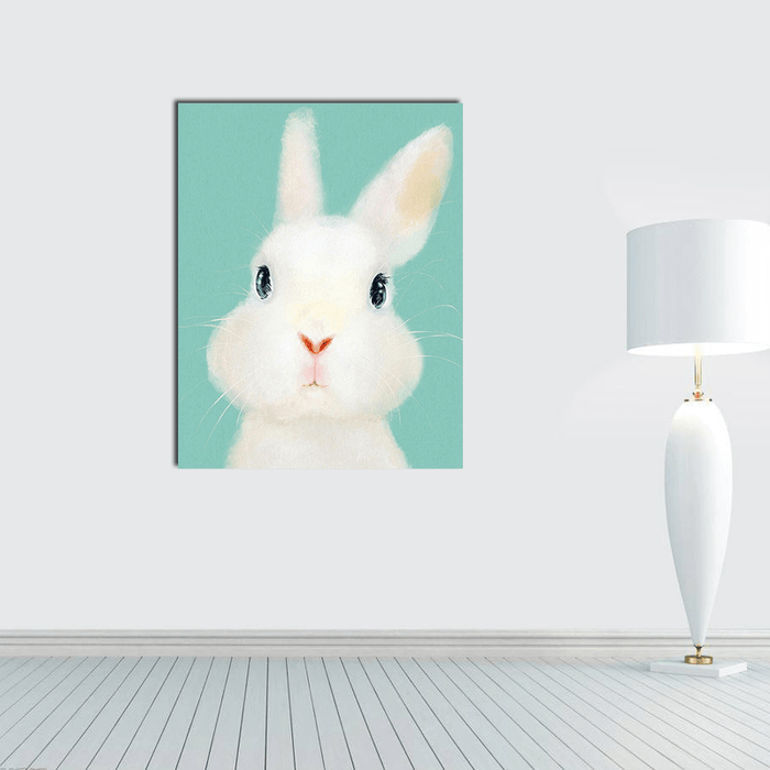 Miico Hand Painted Oil Paintings Cartoon Rabbit Paintings Wall Art for Home Decoration