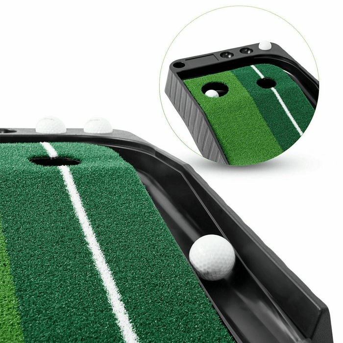Golf Putting Mat Set Auto Return Golf Training Mat Folding Grass Pad with 3 Pcs Golf Ball Putter