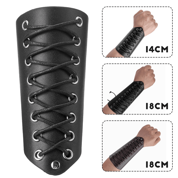 1 Pcs 14/18Cm Leather Gauntlet Cosplay Wrist Band Buckle Cuffs Bike Bicycle Guard