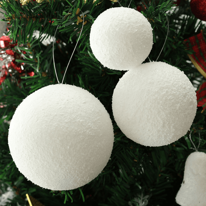 6Pcs 6/8/10Cm Christmas Snowball Balls Party Ornaments Bauble Xmas Tree Decorations