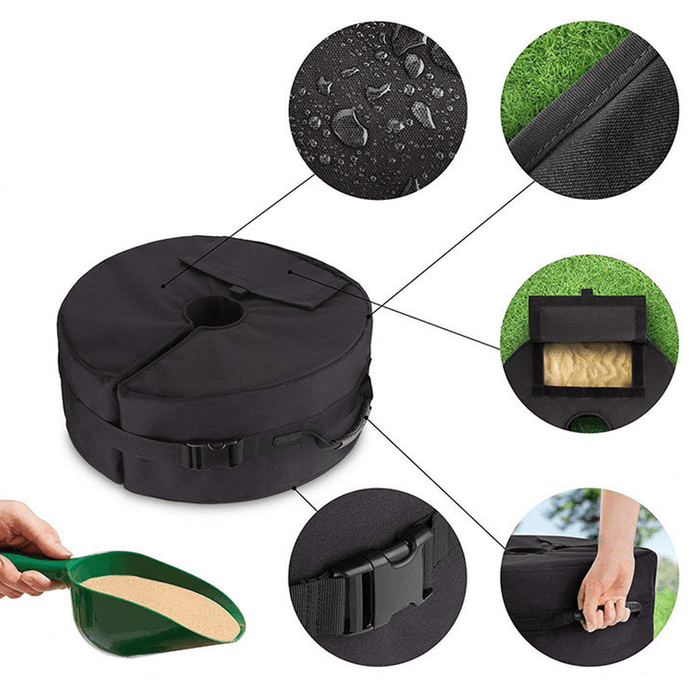 51X20Cm Black Oxford Cloth round Sandbag for Outdoor Tent Support Umbrella Sunshade Base Fixed Sandbag