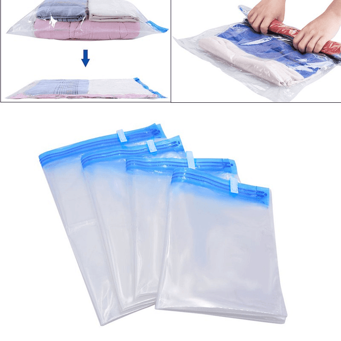 6Pcs Clothes Vacuum Compression Storage Bag Space Saver Travel Luggage Hand Rolling Clothing Plastic Vacuum Packing Sacks