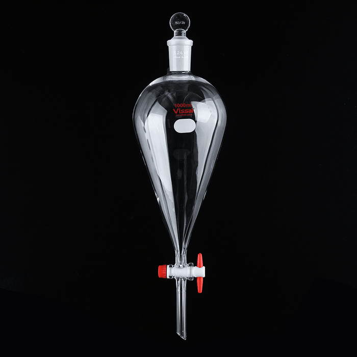 1000Ml 24/40 Pyriform Borosilicate Glass Separatory Funnel Pear Shape PTFE Stopcock Laboratory