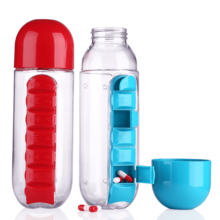 Ipree® 600Ml Water Bottle 7 Days Week Pill Capsule Case Organizer Leak-Proof Drinking Cup