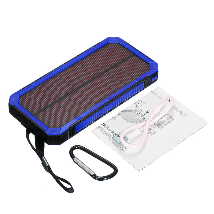 Waterproof 8000Mah Portable Solar Charger Dual USB Battery Power Bank