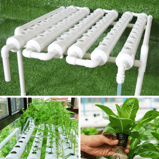 54 Holes 6 Pipes Horizontal Piping Site Grow Kit Flow DWC Deep Water Culture Planting Hydroponic System