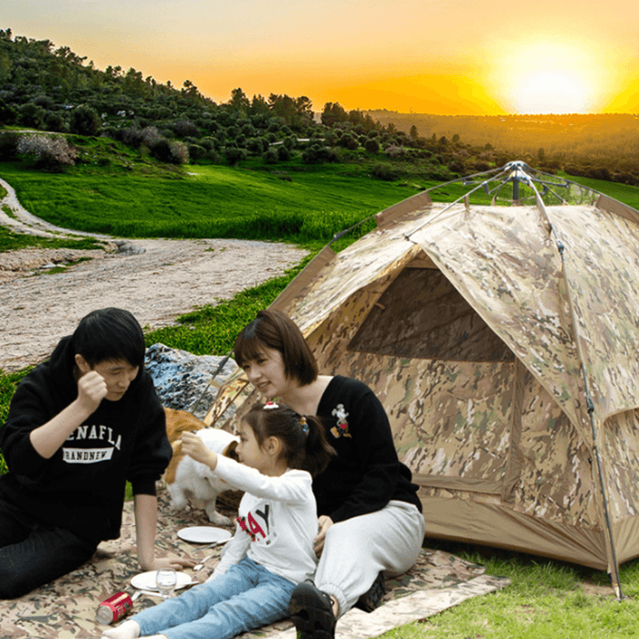 FREE SOLDIER 3-4 Person Automatic Camping Tent 3 Modes Breathable Waterproof Windproof Sunshade Canopy