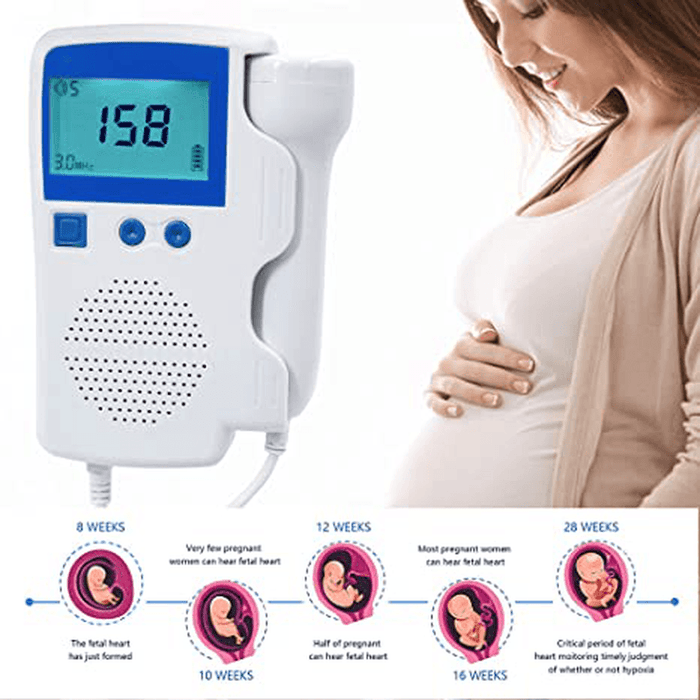 Doppler Fetal Heart Rate Monitor Baby Heartbeat Detector Health Prenatal Probe Intelligent Dynamic Monitoringor for Pregnɑncy Gifts for First Time Moms