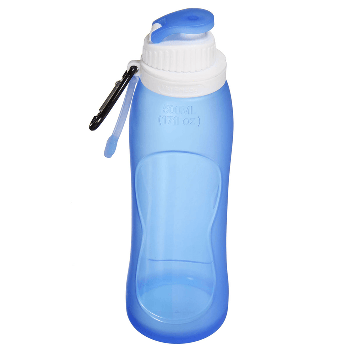 500ML Foldable Water Bottle Silicone BPA Free Kettle Drinking Bottle Outdoor Travel Running Hiking Cycling