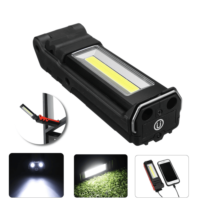 2LED+COB 400LM LED Work Light USB Rechargeable Foldable 270° Adjustable Flashlight Car Maintenance Light Camping Travel