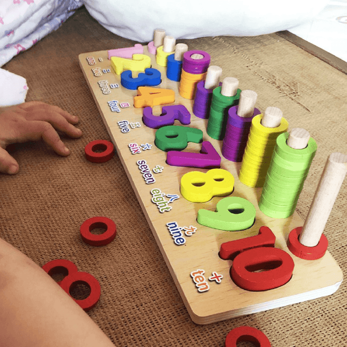 Counting Board Nursery Learning Shape Pairing Montessori Math Toys Wooden Baby Gift