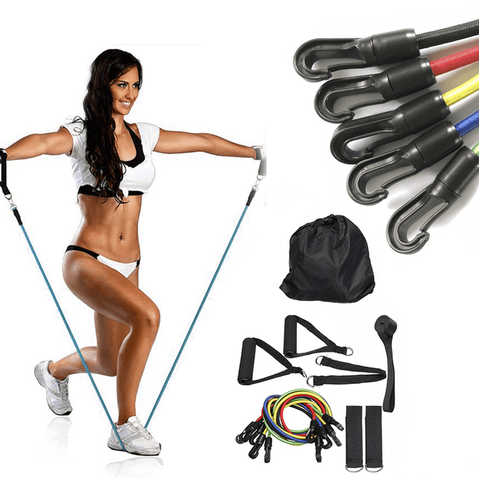 11PCS 30LBS Yoga Resistance Bands Set Home Workout Fitness Training Tubes Indoor Exercise Tools