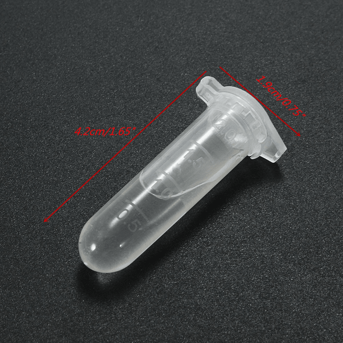 2Ml Test Tube Centrifuge Vial Clear Plastic with Snap Cap for Lab Laboratory