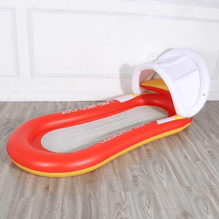 160X90Cm Inflatable Float Lounge Inflatable Chair with Headrest Block UV Shading Effect Row Raft Outdoor for Kids Adults Swimming Pool