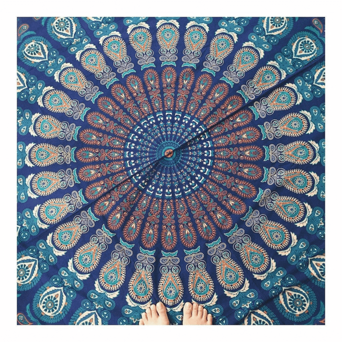 Honana WX-16 150Cm Bohemian Style Thin Chiffon Beach Shawl Mat Mandala round Silk Scarf Bed Sheet Tapestry