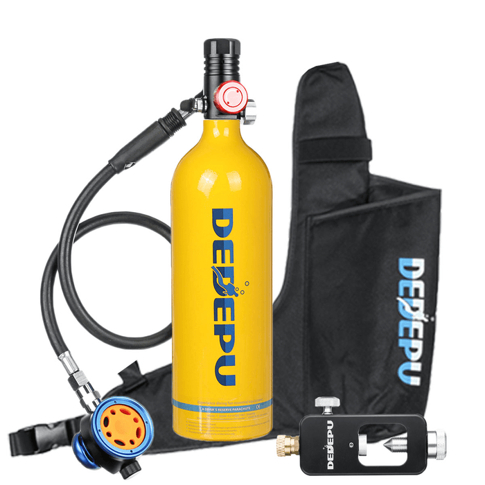 DEDEPU 3 Pcs 1L Mini Diving Scuba Cylinder Oxygen Tank Diving Respirator Breathing Adapter with Air Tank Bag Underwater Equipment