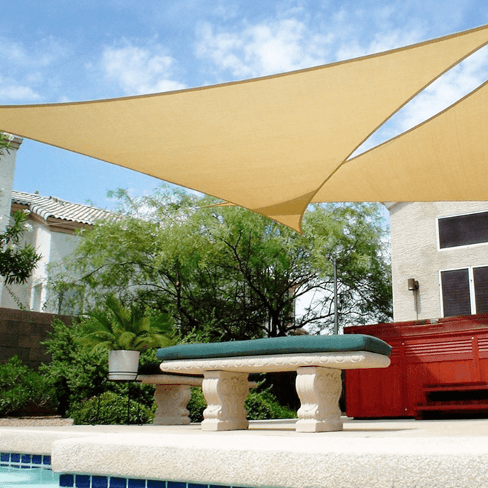 138/197Inch Triangular Patio Awning Oxford Cloth Uv-Proof Sunshade Cover Multifunction Camping Picnic Mat