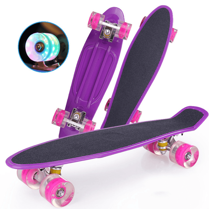 22 Inch Skateboard Mini Cruiser Board Fish Skate Board Adults Children Scooter Pastel Longboard Bearings Flash Wheel