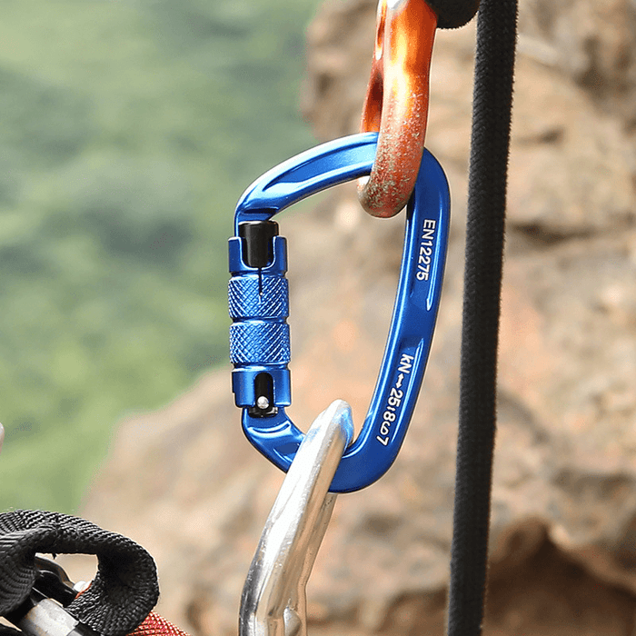 XINDA 25KN D Shape Carabiner Outdoor Climbing Hanging Buckle Keychain Screw Lock