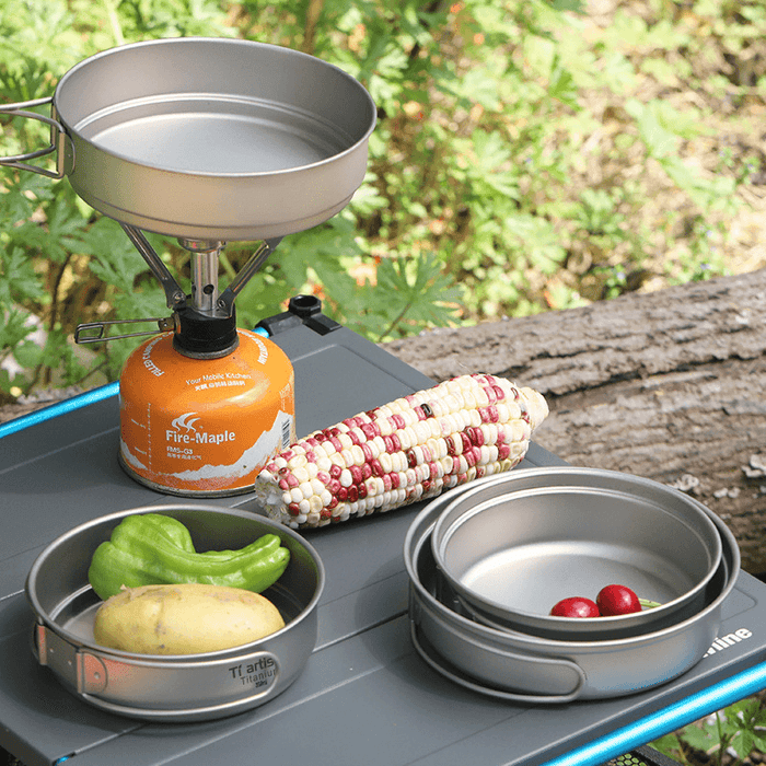 Ipree® 350Ml 1-2 People Titanium Frying Pot Pan Outdoor Portable Cookware Camping Picnic