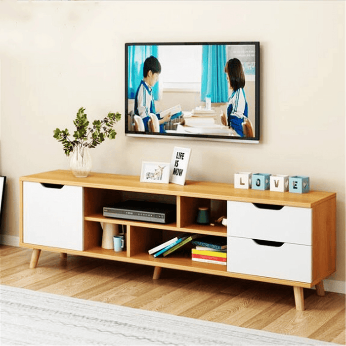 TV Stand for Tvs 40'' to 45'' with 4 Open Shelves Storage TV Console Cabinet in Living Room Bedroom Storage Supplies