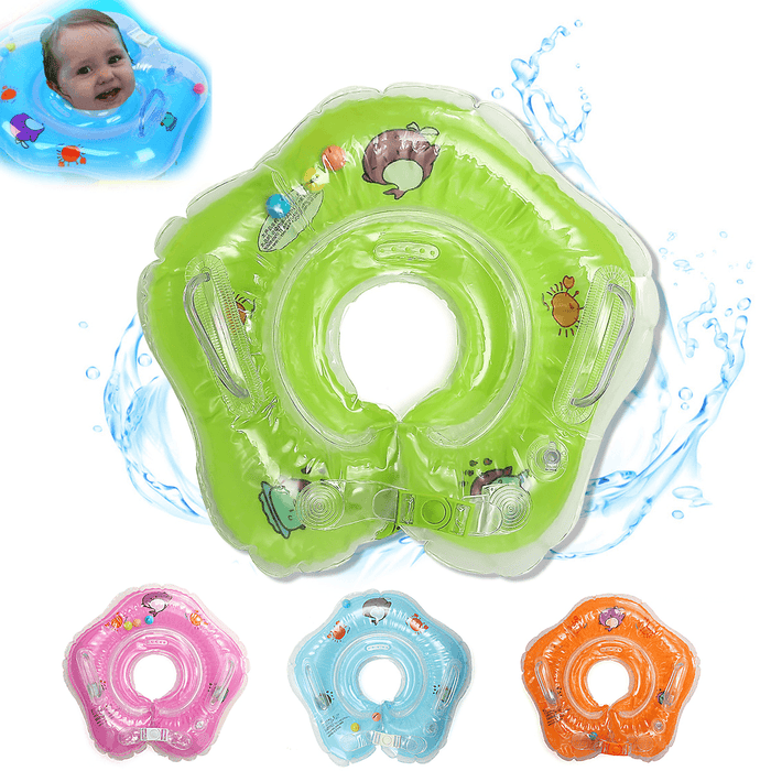 Baby Infant Swimming Pool Bath Neck Floating Inflatable Ring with Built-In Belt