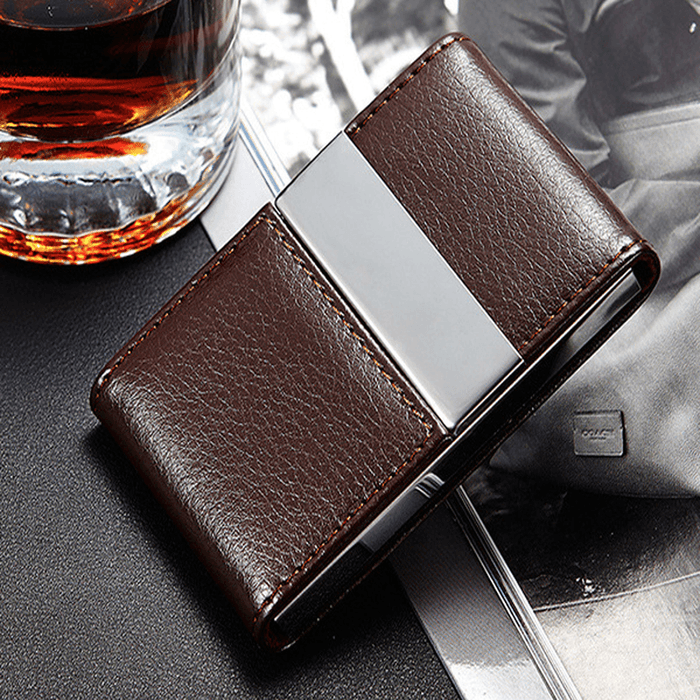 Ipree® PU Leather Card Holder Double Open Credit Card Case ID Card Storage Box Business Travel