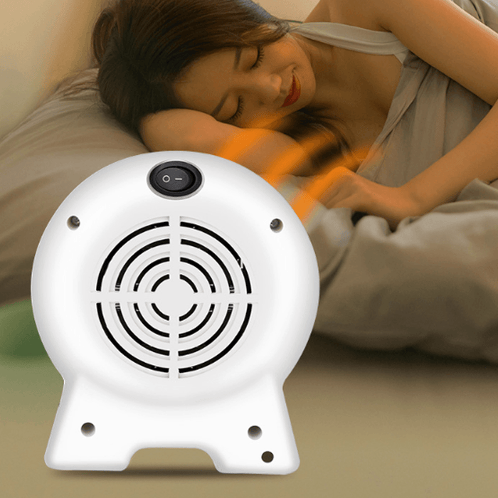 500W Mini Space Fan Heater Portable Electric Wall-Outlet Heated Fan Furnace Warmer