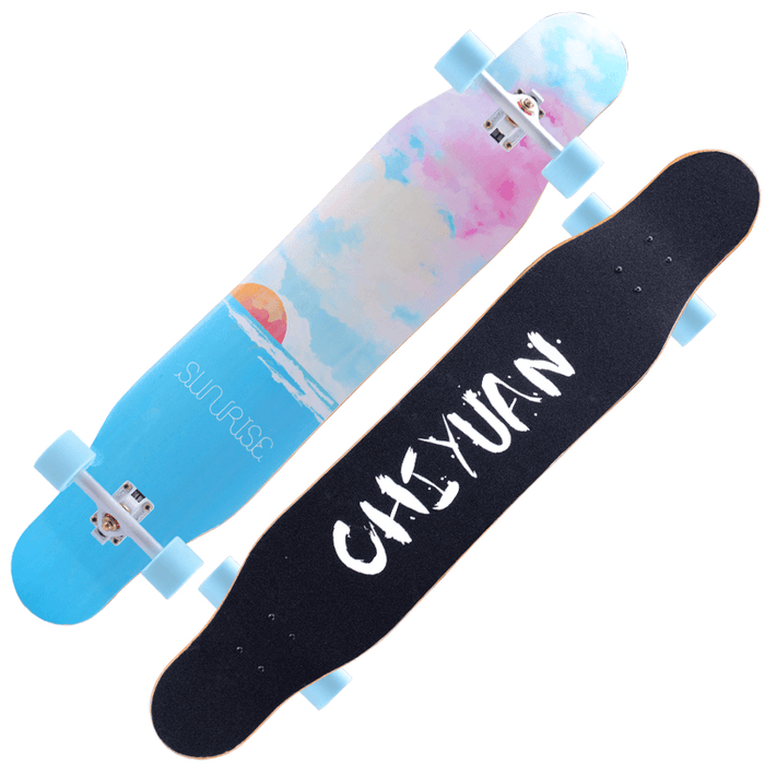 118X23Cm 7-Layer Maple Longboard with ABEC-11 Silent Bearing&Os780 Sandpaper Brush Street Dance Board with Flashing Wheel