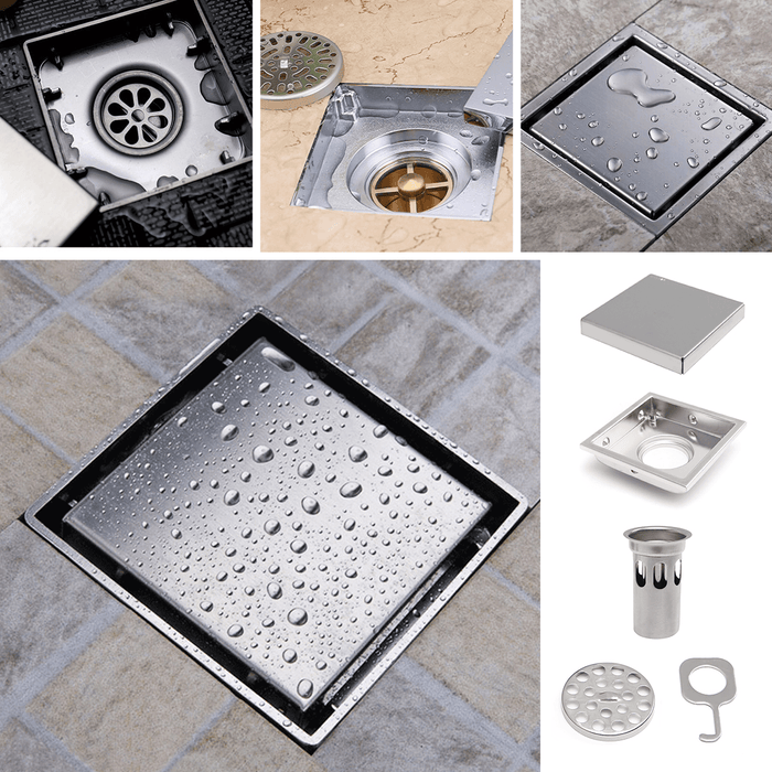 Bathroom Shower Floor Drain 304 Stainless Steel Square Shower Drain Strainer 110Mmx110Mm