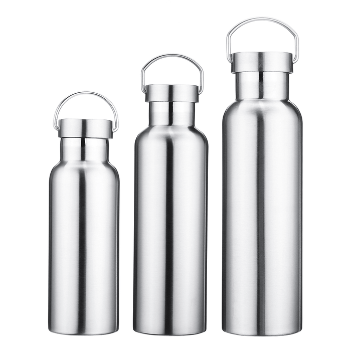 500Ml 600Ml 800Ml Water Bottle 304 Stainless Steel Wide Mouth Vacuum Cup with Outdoor Carabiner