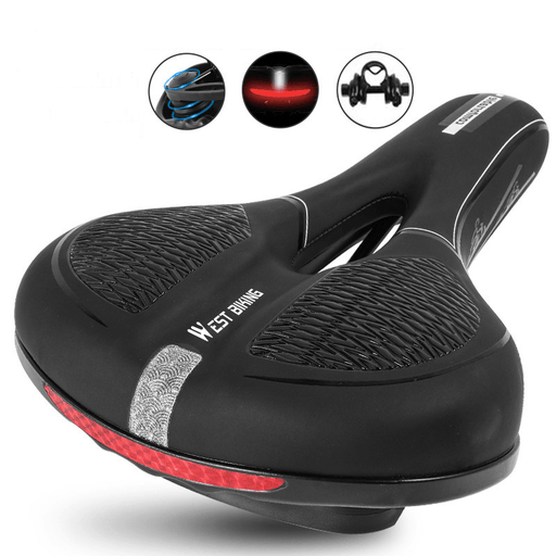 WEST BIKING Reflective PVC Surface Leather Bicycle Riding Saddle with Waterproof Non-Slip Outdoor