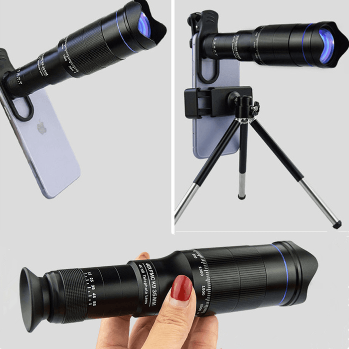 40X HD Phone Camera Lens Smart Double Lens Zoom Telescope Set Fish Eye Len Monocular for Outdoor Camping Travel